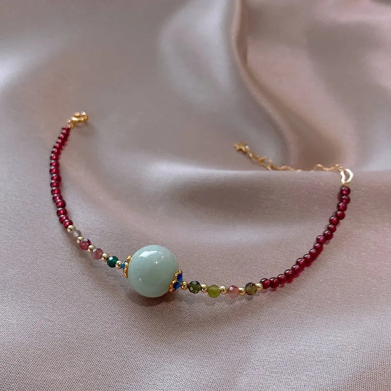 Women's garnet bracelet with drop shape design in tourmaline with electroplating finish