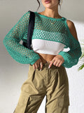 Sexy navel hollowed mesh beach shirt in polypropylene fabric, available in six colours with free size loose-fitting cut