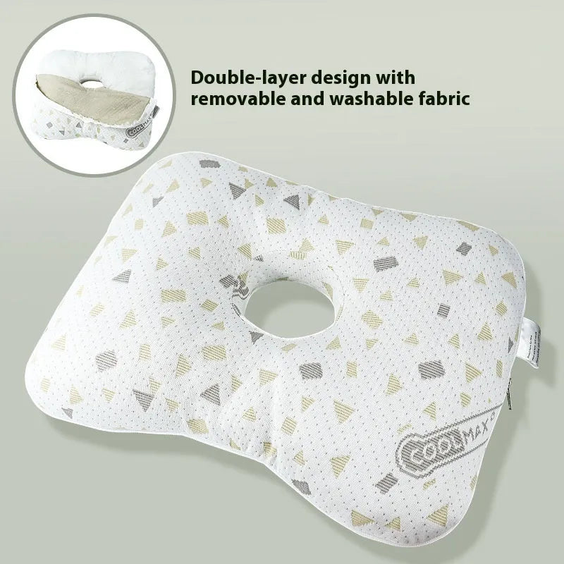 Chinese style single hole ear pillow for beauty salons in Boer Grey colour, showing dimensions of 39 by 28 cm.
