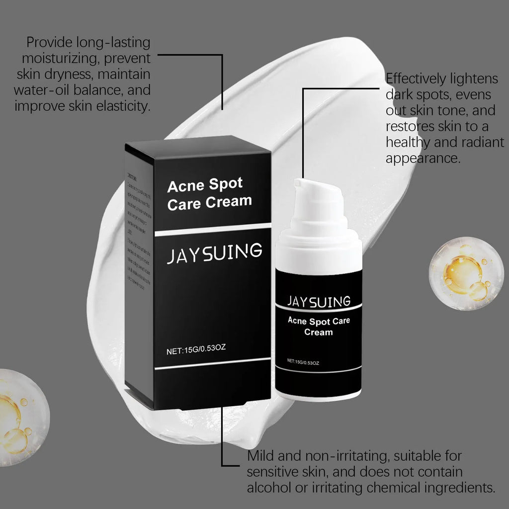 15g tube of acne cream with mint leaf, tea tree oil, and aloe leaf ingredients