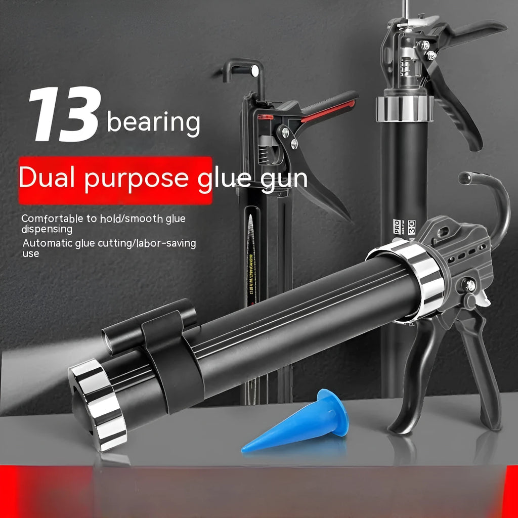 Aluminium alloy automatic adhesive breaking glass glue gun with 13-bearing structure for sealant application