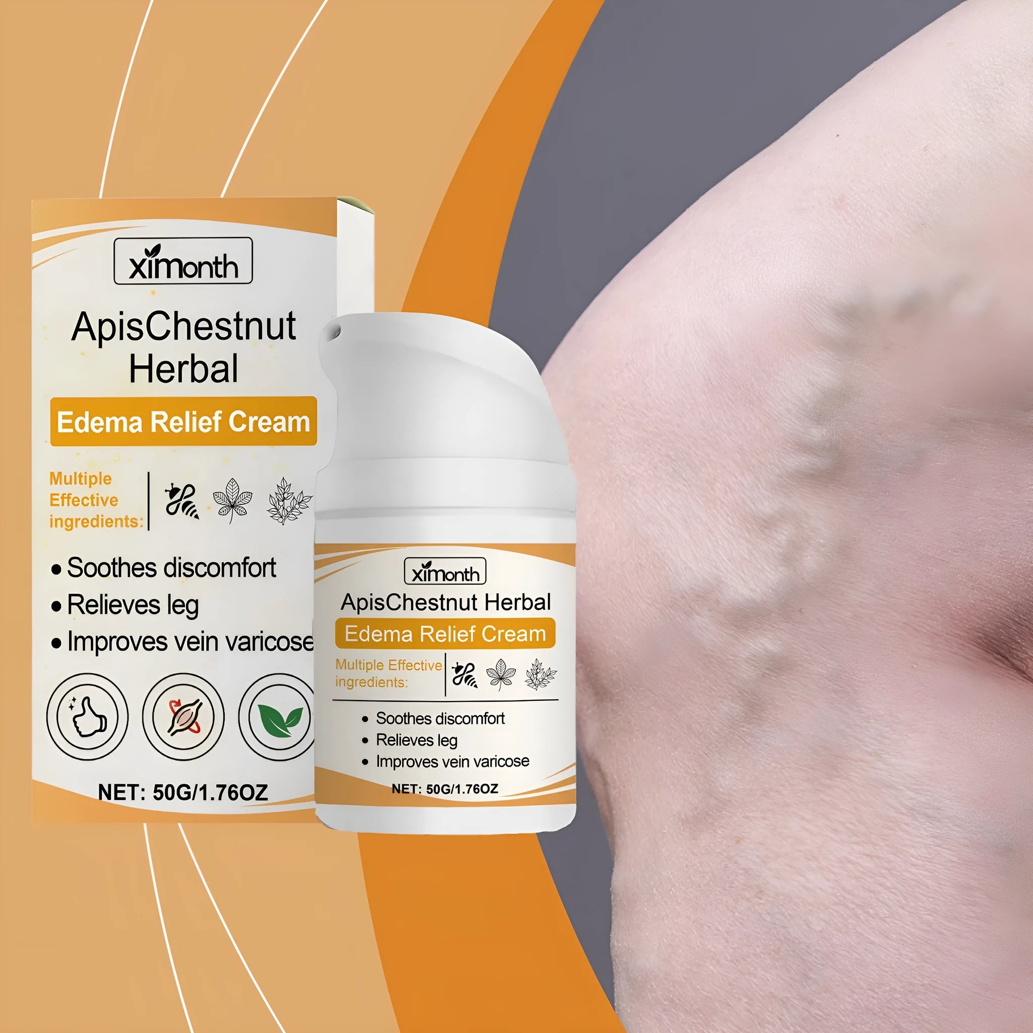 Jar of 50g moisturising neck cream with mint leaf, bee venom and horse chestnut extracts