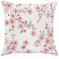 Square short velvet cushion cover with cherry blossom and letter print in 45cm size.