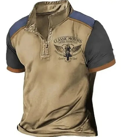 Men's 3D digitally printed golf polo shirt in bird eye polyester fabric with loose fit design
