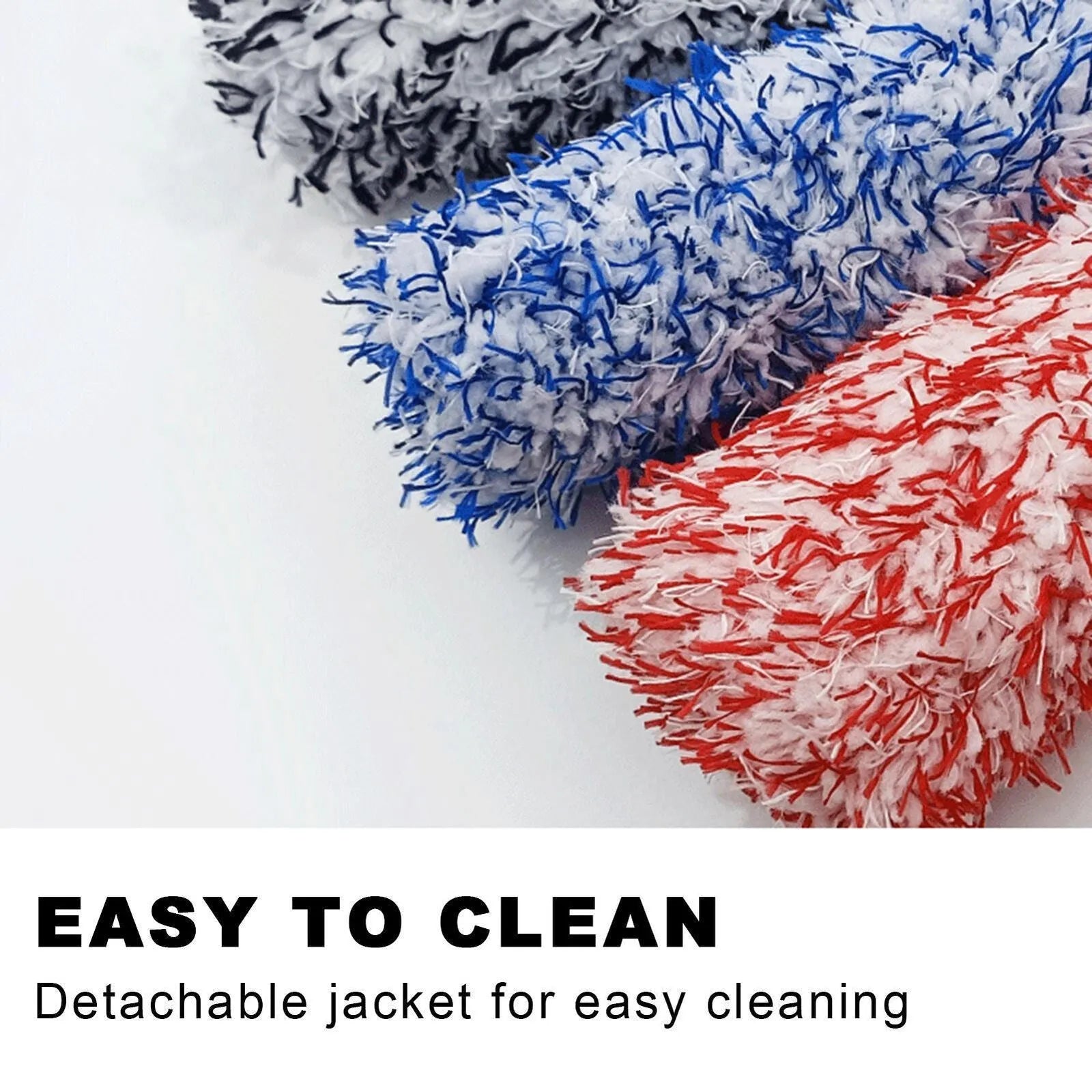 Long handled car wash brush with ultra-fine fibre bristles in blue, black or red colour options