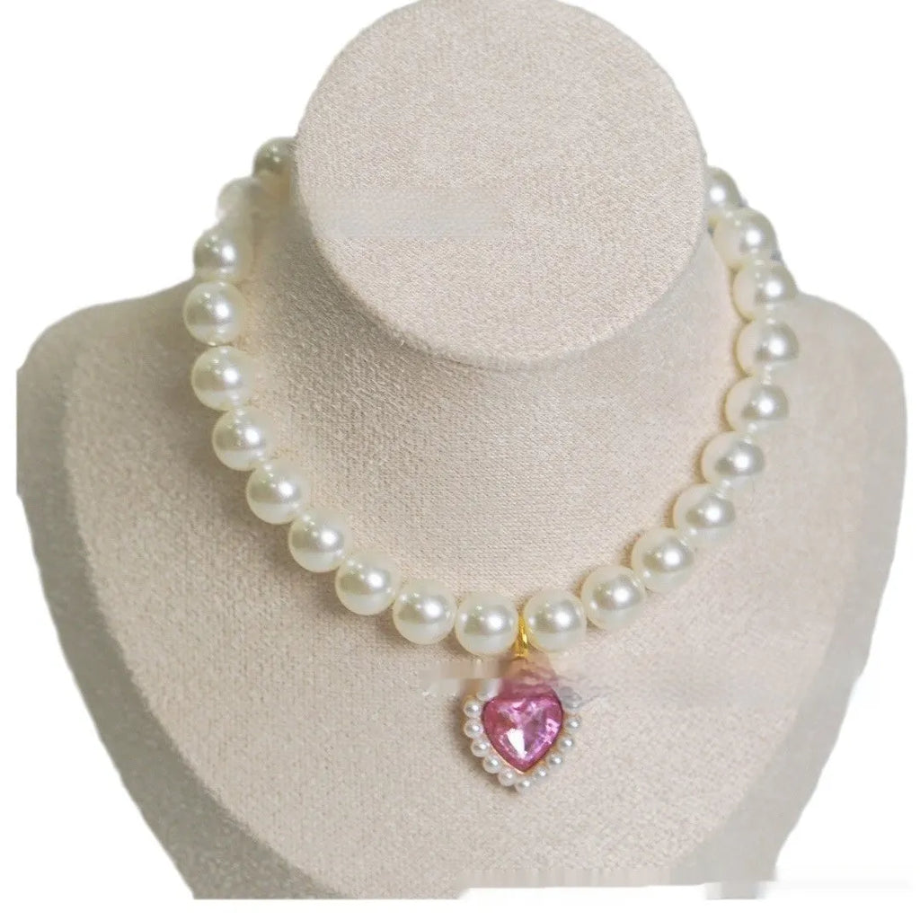 Plastic alloy resin pearl necklace cat collar in multiple colours and sizes