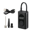 Portable handheld tyre inflator pump with digital display, USB cable, power bank, and built-in torch