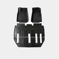 TPE rubber waterproof floor mat set for Tesla Model X, showing tailbox liner and footwell mats.