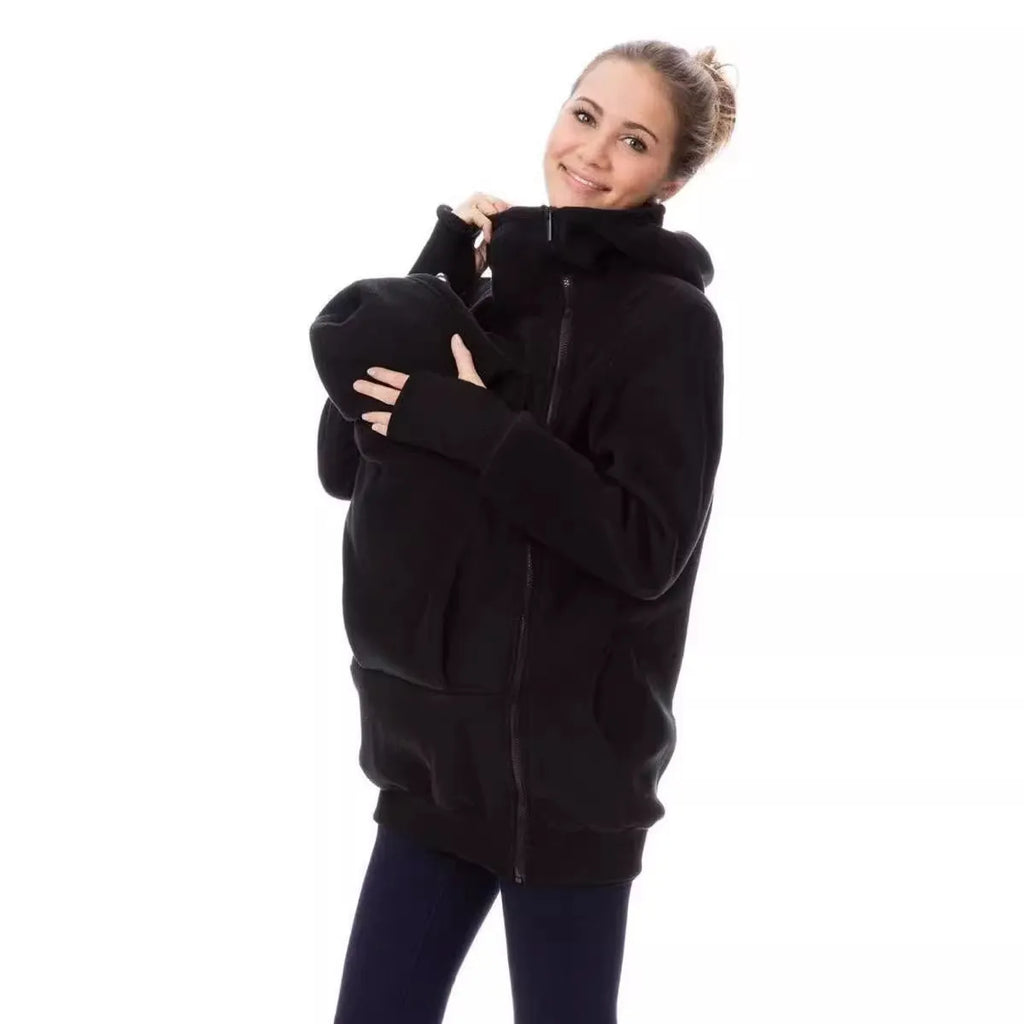 Red loose fit women's polar fleece sweater with long sleeves for autumn and winter