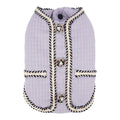 Quilted polyester pet coat with cartoon pattern in black, white or light purple colours for autumn and winter