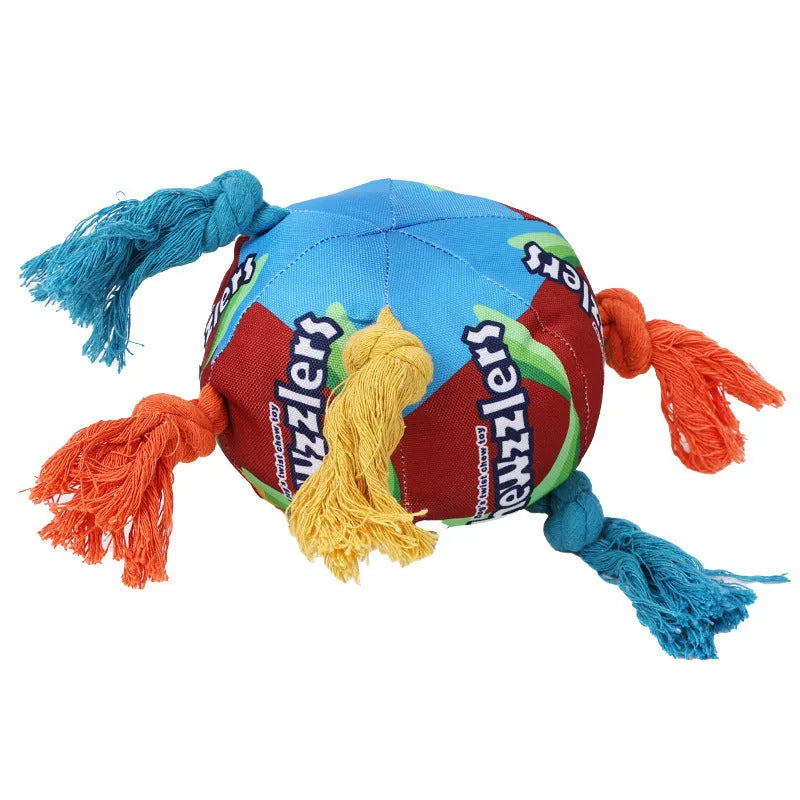 Rainbow twist candy sounding pet toy made of polyester