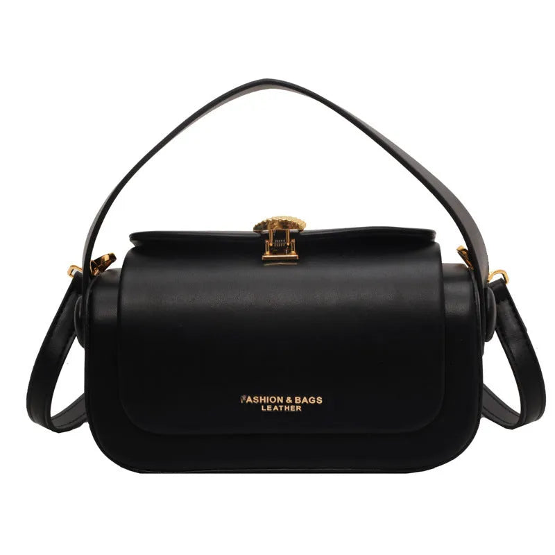 A personalised women's casual messenger bag with letter detailing, shown in beige, black, khaki, and pink colour options.