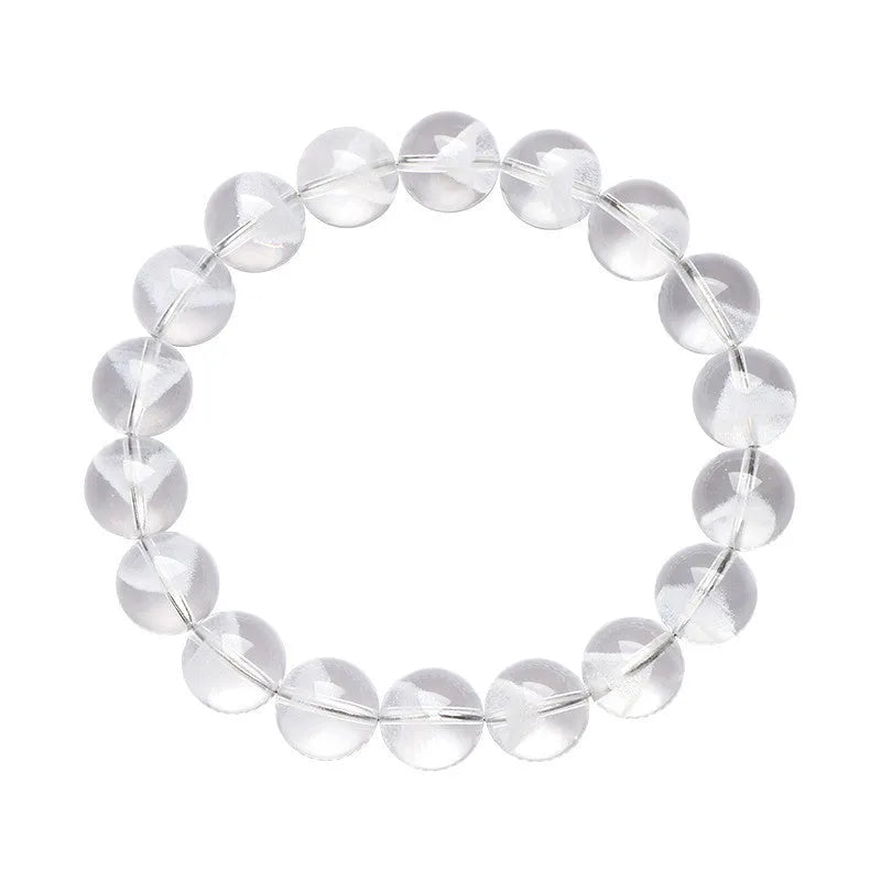 Women's white crystal bracelet with a ghost pyramid centrepiece and a traditional Ruyi charm.