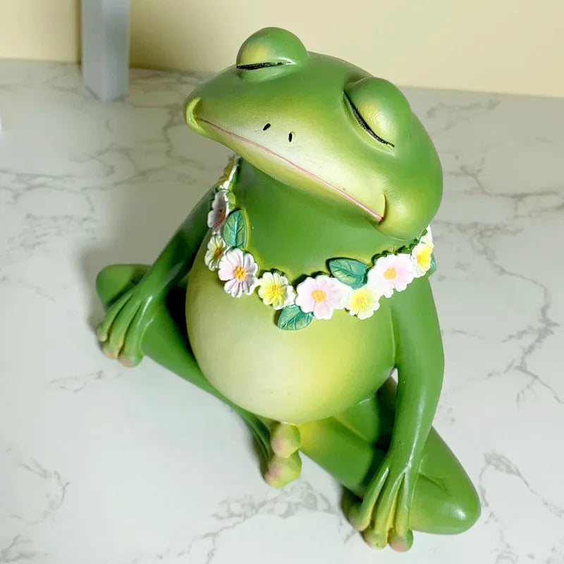 Magic Yoga Frog home ornament in RDW123 colour, a European style plastic and resin micro landscape decoration.