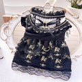 Golden gothic-style princess skirt for a small dog or cat on a mannequin