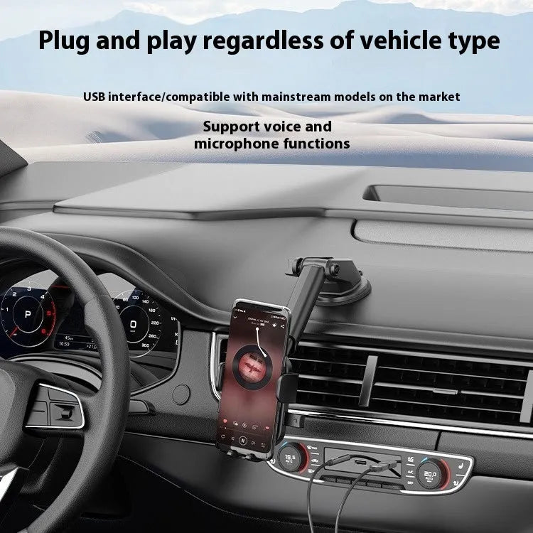 USB car Bluetooth audio receiver with USB-A and 3.5mm connectors for vehicle audio upgrade