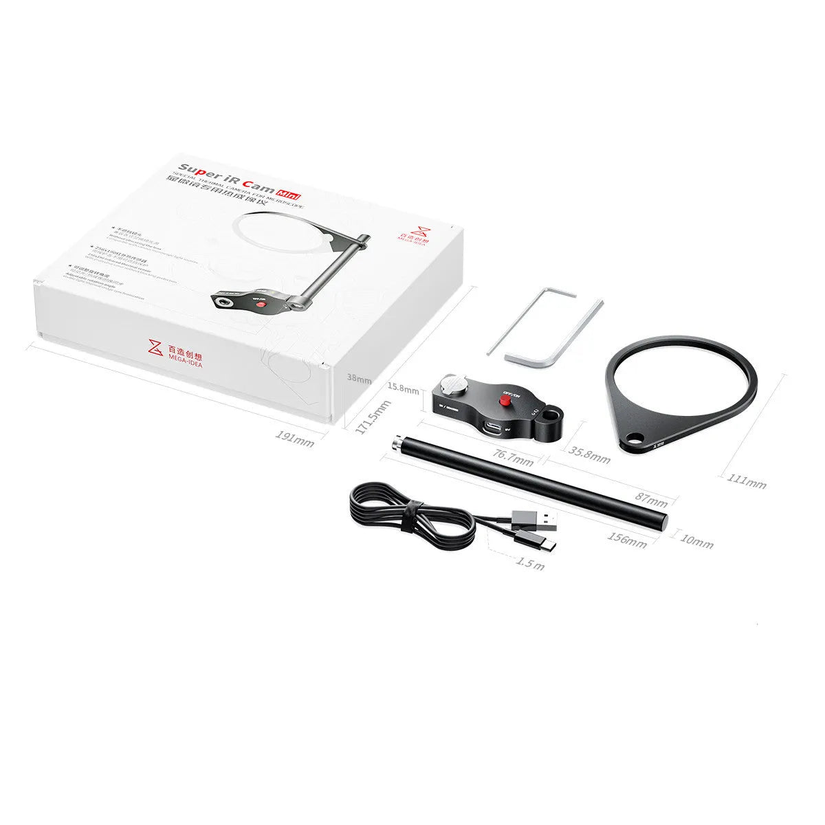 Super IR Cam mini microscope thermal imaging system with mounting bracket and accessories