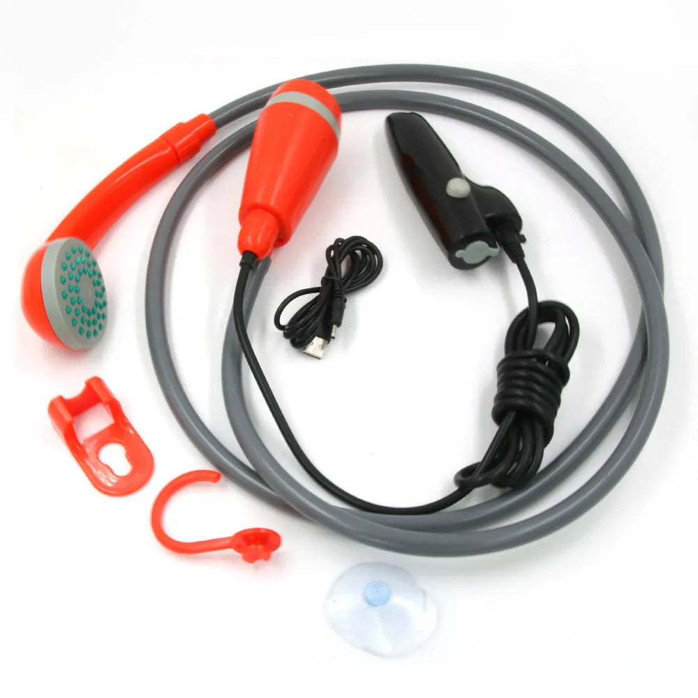 Portable USB-powered vehicle shower with water pipe and lithium battery for outdoor car washing