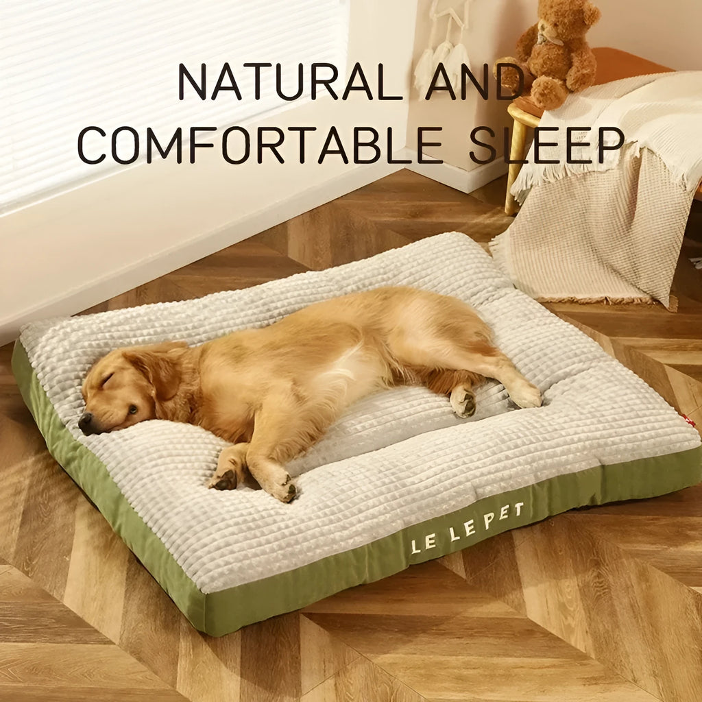 Coffee coloured fleece dog bed with detachable blanket for large dogs