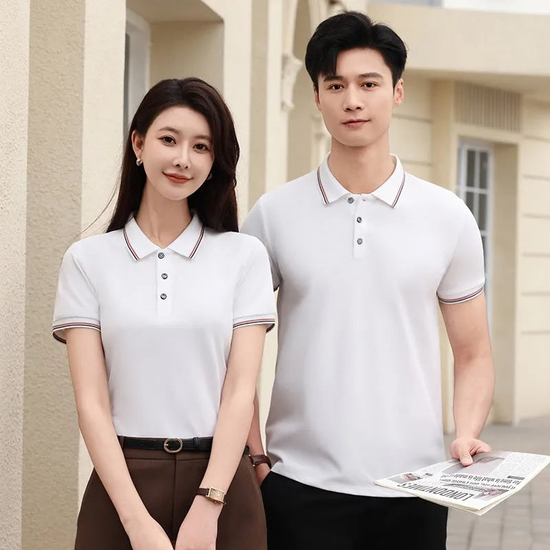 Ice silk polo shirt in solid colour with cooling copper ammonia fibre fabric