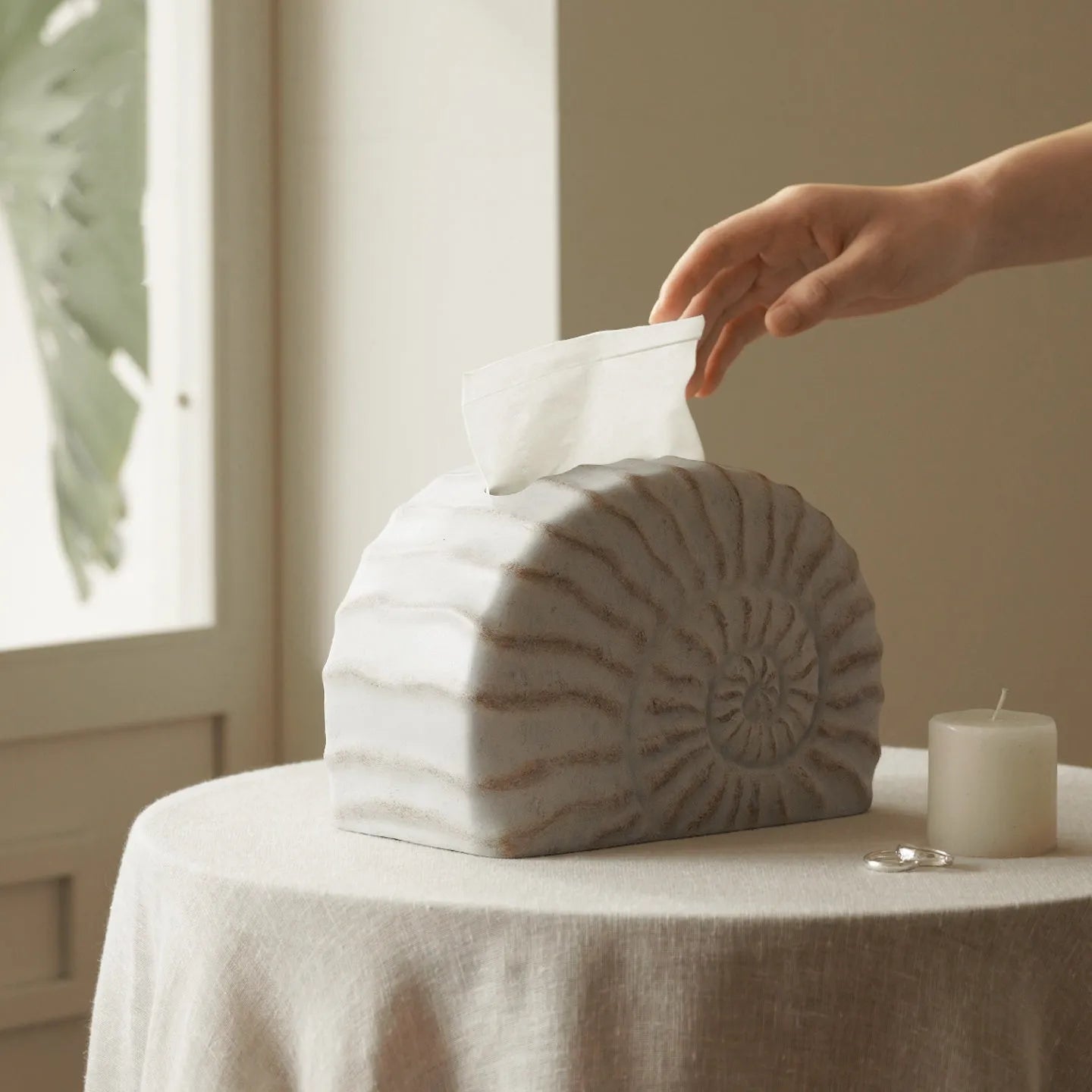 Resin conch ramble tissue box decorative cover for plastic tissue boxes