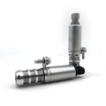 Pair of oil control VVT solenoid valves for Buick and Chevrolet engines on a white background.