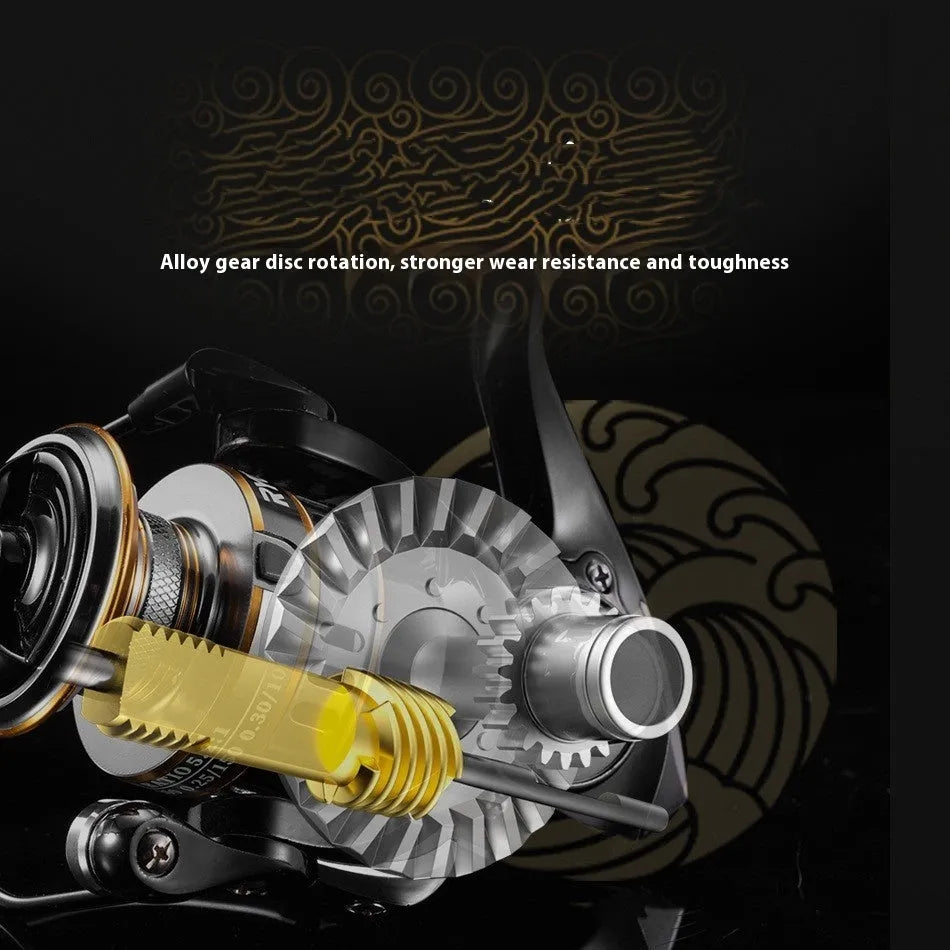 All-metal spinning fishing reel with EVA grip handle and no-gap design