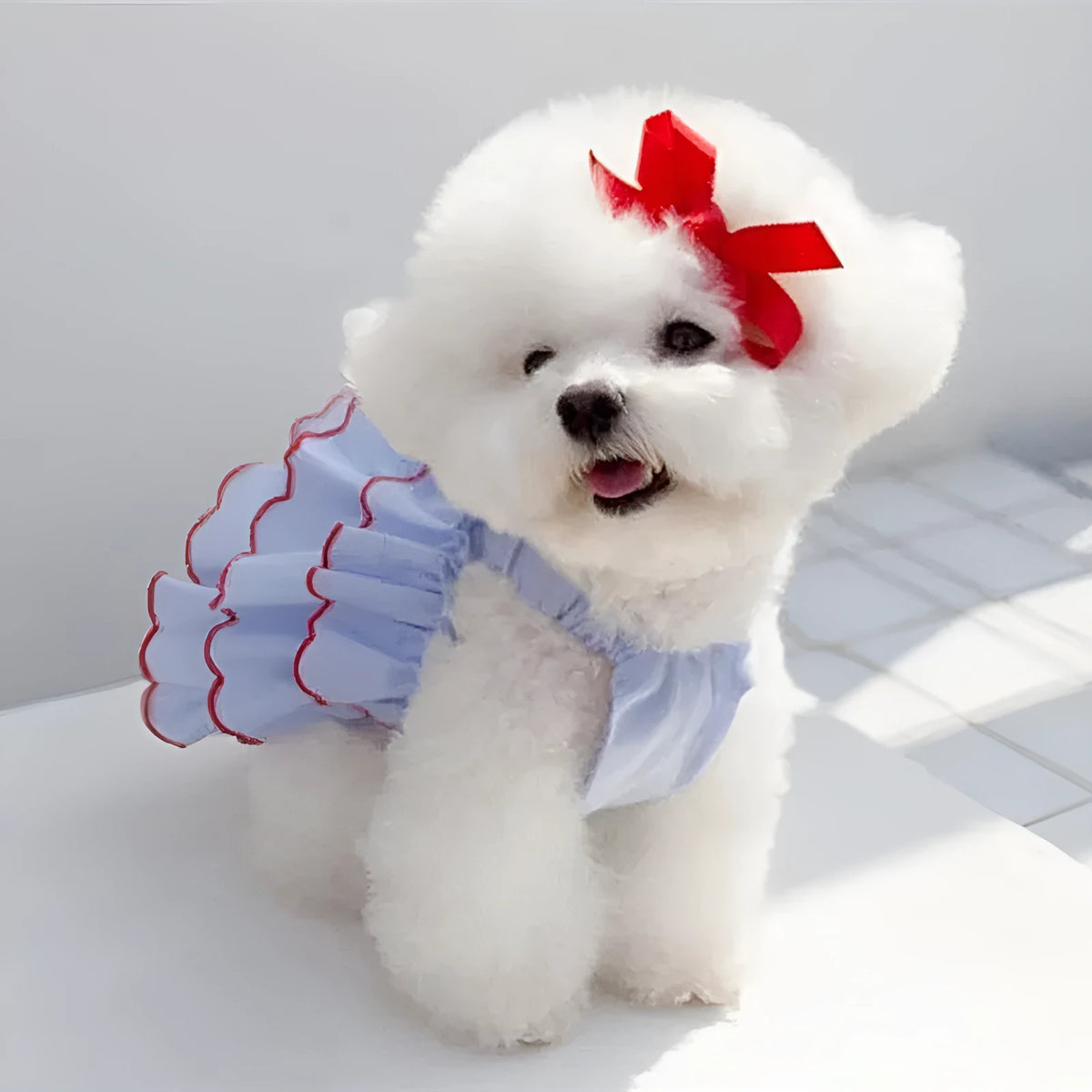 Thin polyester cartoon suspender skirt pet princess dress for small dogs summer wear