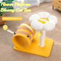 Yellow bee-themed cat climbing frame with sisal scratching board and tunnel measuring 46x36x25 cm