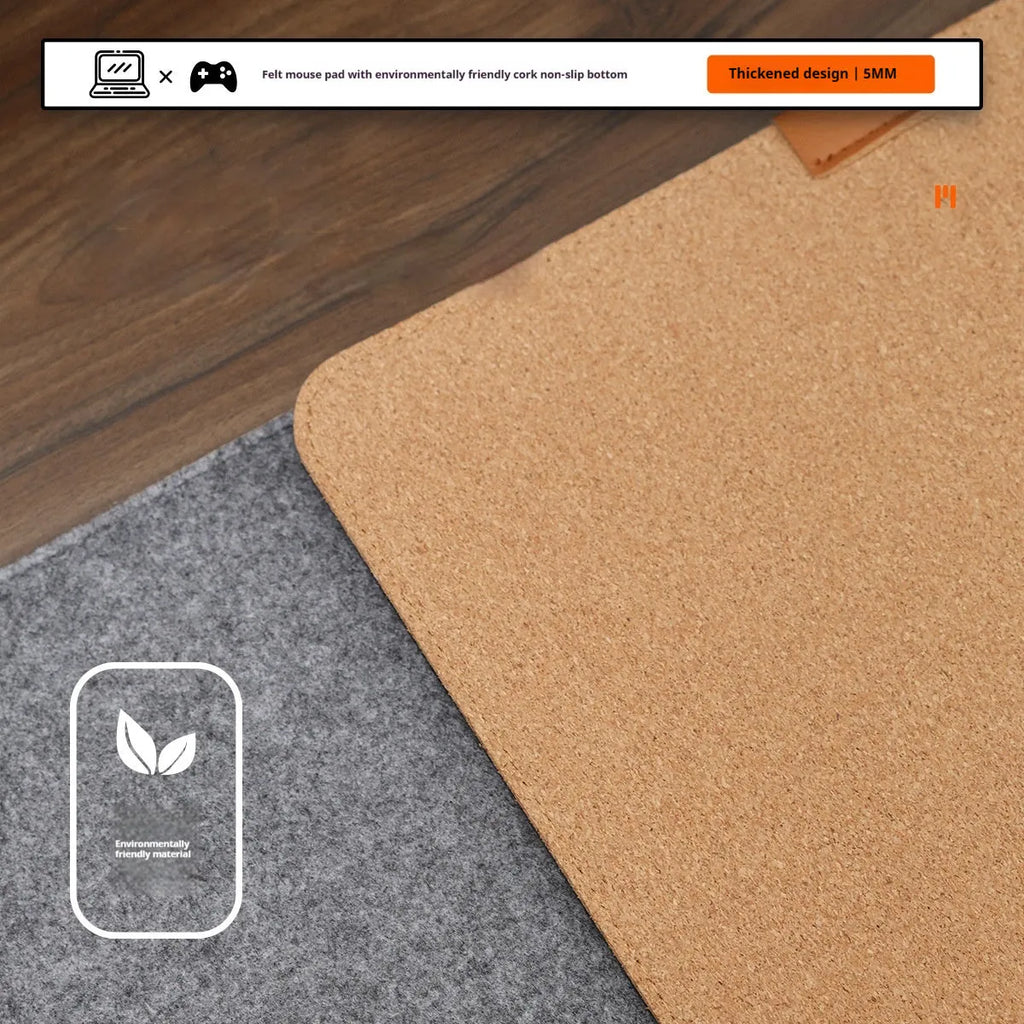 Unisex oversized felt and cork desk mat in grey pattern on office desk
