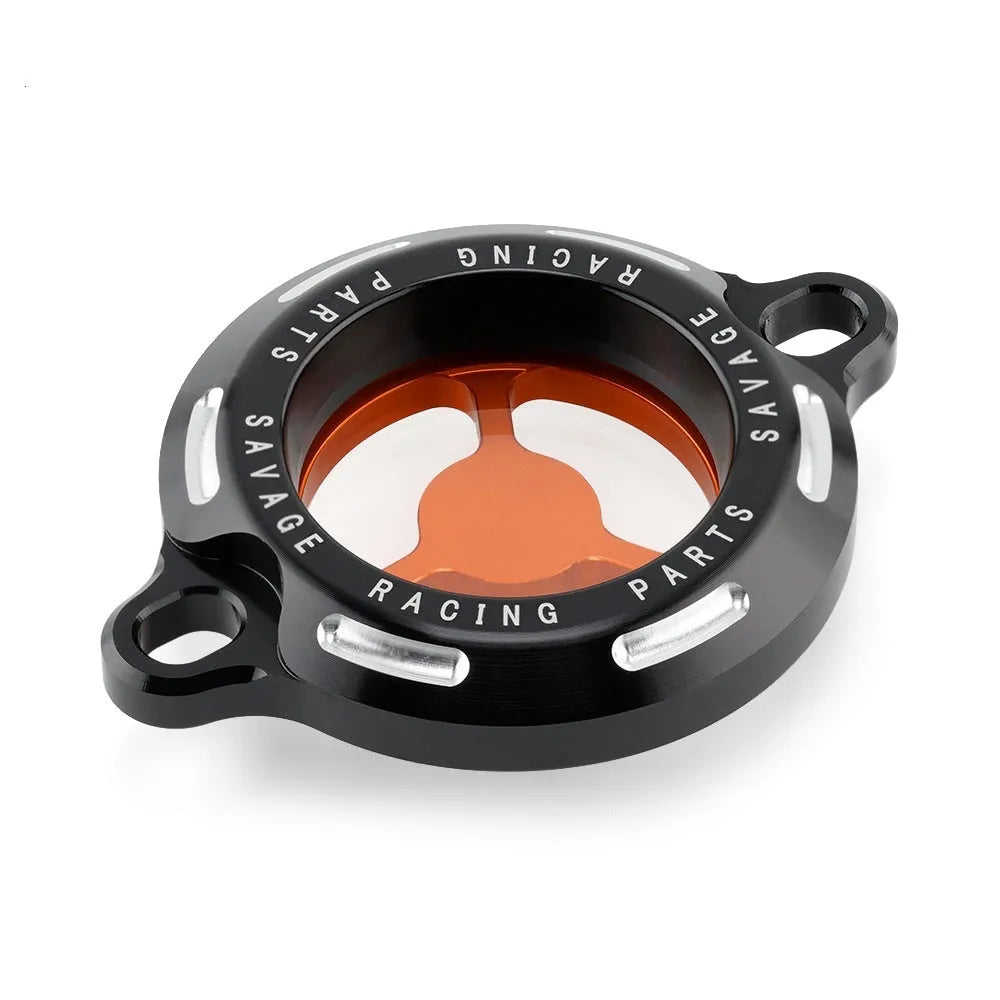 Transparent blue aluminium motorcycle oil filter cover for KTM DUKE models