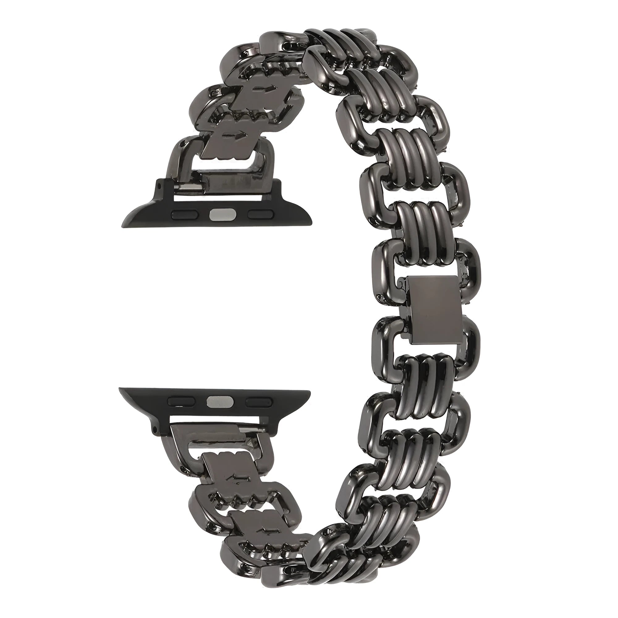 Alloy metal ladies watch bracelet for Apple Watch in various colours on a watch case