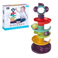 Children's puzzle toy railway jenga building block set with slide rotating music table in plastic 28cm