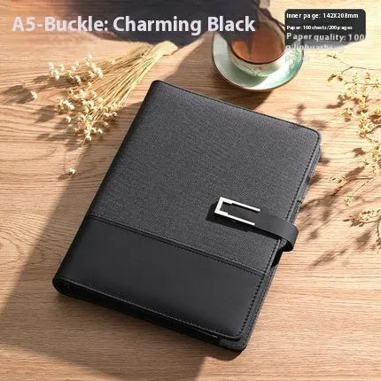 A5 soft PU leather business notebook in brown, black, green, red, or blue with gift box option