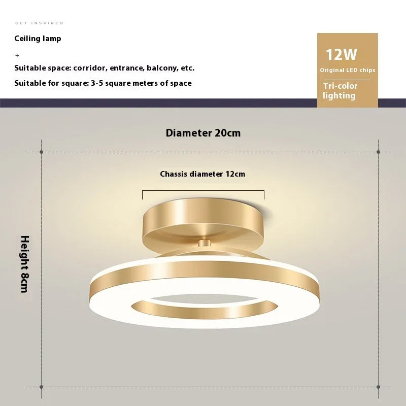 Modern minimalist ring ceiling lamp LED in black finish, 20cm diameter for hallway