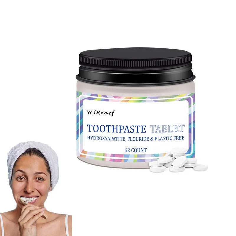 TP19 solid colour toothpaste tablets in 62-piece pack for portable oral cleaning
