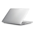 Black PC hard shell protective case fitted on a silver MacBook Pro laptop.