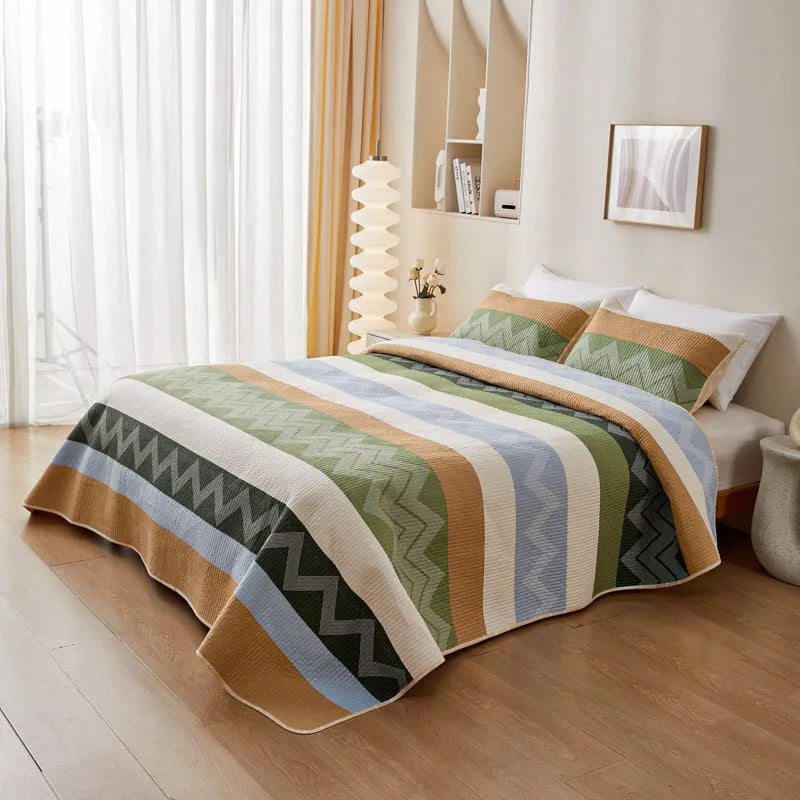 Pure cotton printed bed sheet three-piece set for 2.2 metre bed in modern simplicity style
