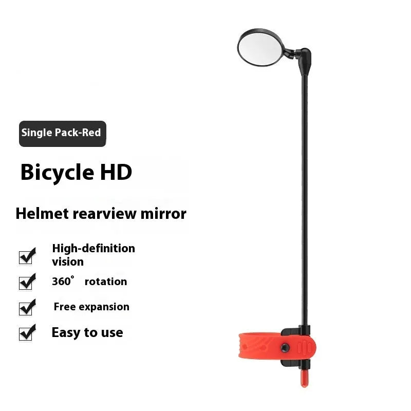 Bicycle helmet rearview mirror with acrylic mirror and aluminium rod in Black colour option
