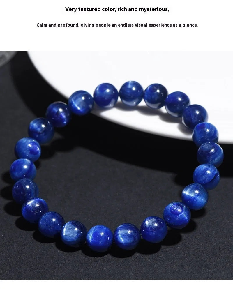 Blue crystal ball bracelet with polished 10-12mm spherical beads in single circle geometric design