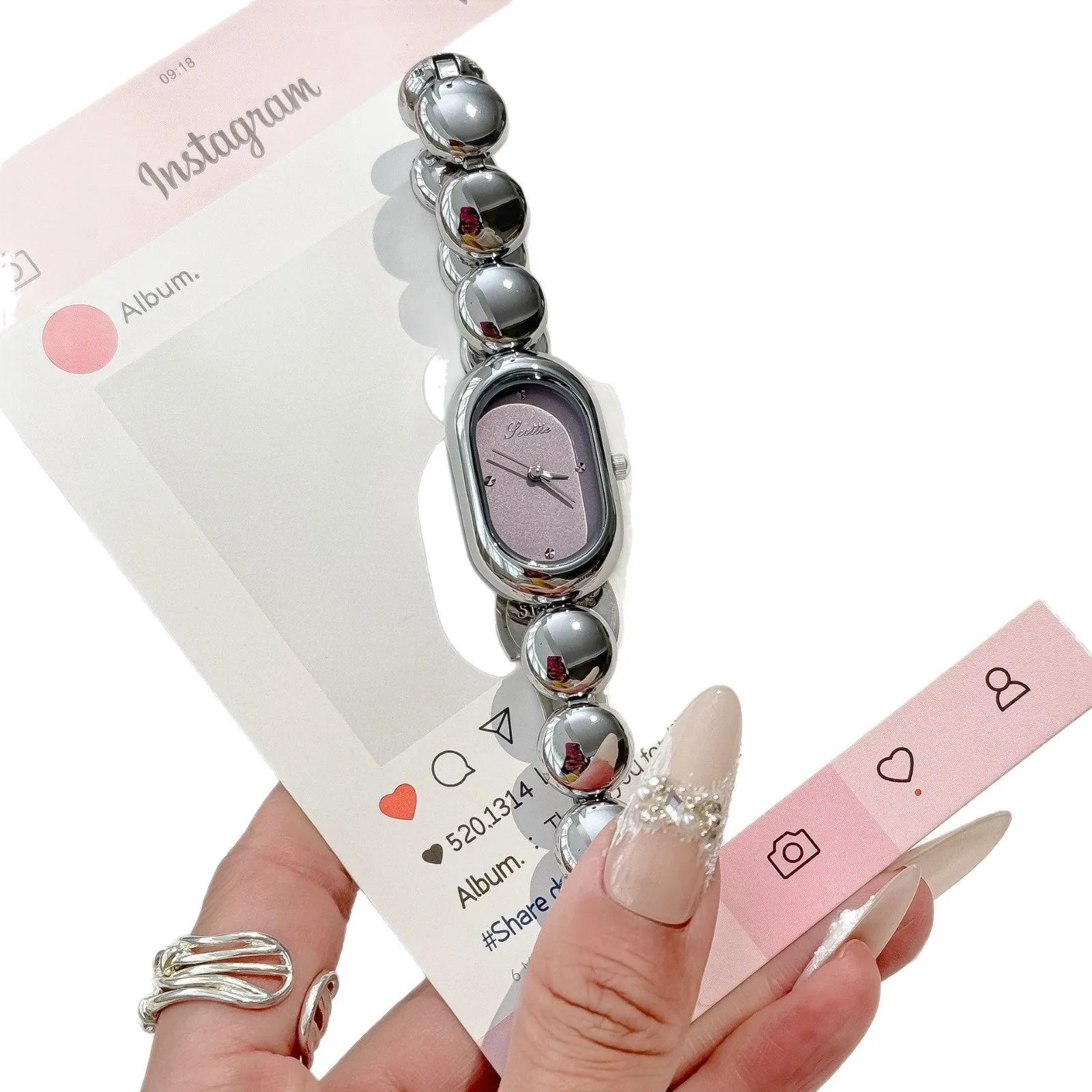 Women's oval gold-plated fashion watch in seven colour options with 9mm case thickness