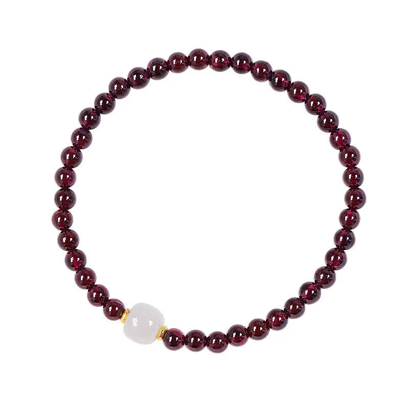 Natural garnet bracelet for women with 4mm or 6mm beads and U-shaped clasp