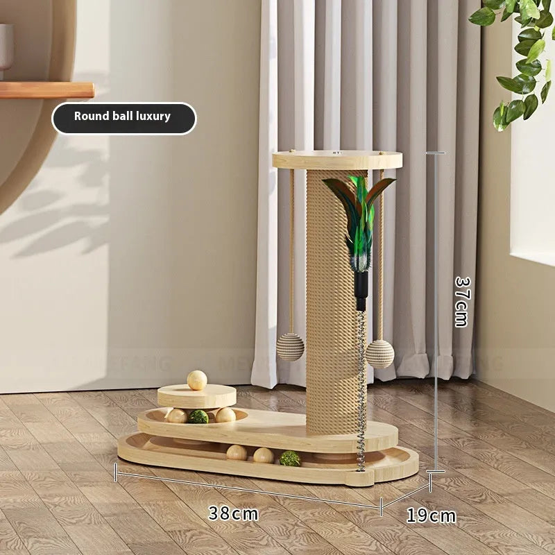 Solid wood cat turntable scratching post climbing frame in multiple style options