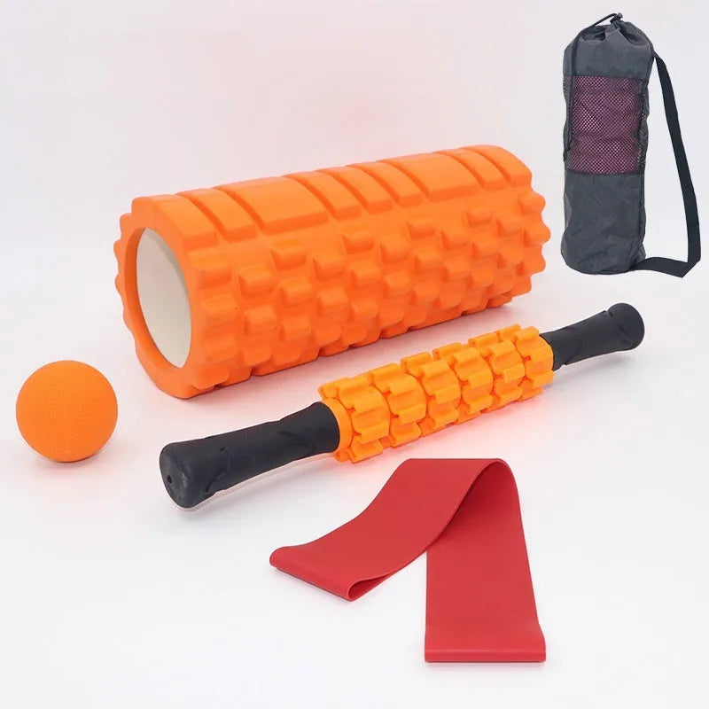 Black six-piece 33cm foam roller with segmented shaft and protective carrying case