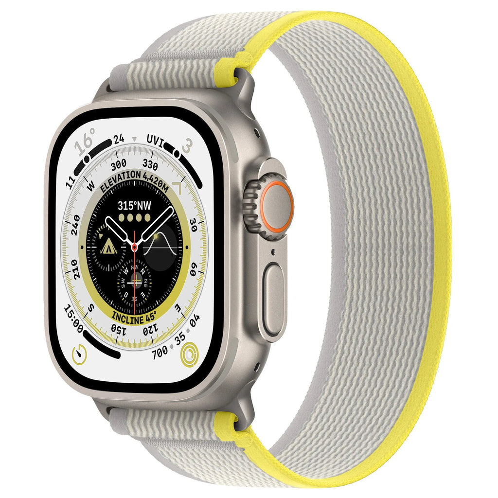 Nylon Apple Watch replacement band with integrated single-ring strap in various colours