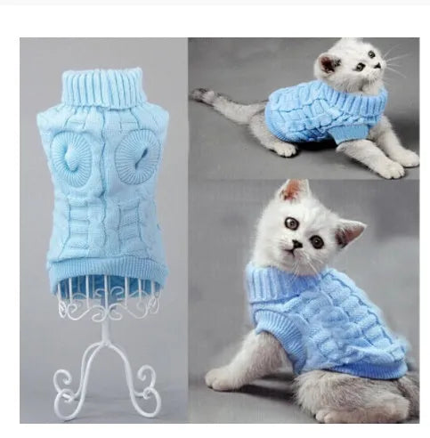 Acrylic dog sweater in grey, shown on a small dog, XS-XXL sizes are available