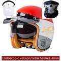 ABS motorcycle helmet with built-in goggles in beige for adult commuting
