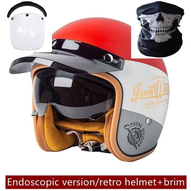 ABS motorcycle helmet with built-in goggles in beige for adult commuting