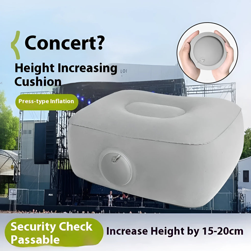 Press inflatable portable folding seat cushion with flocking material surface.