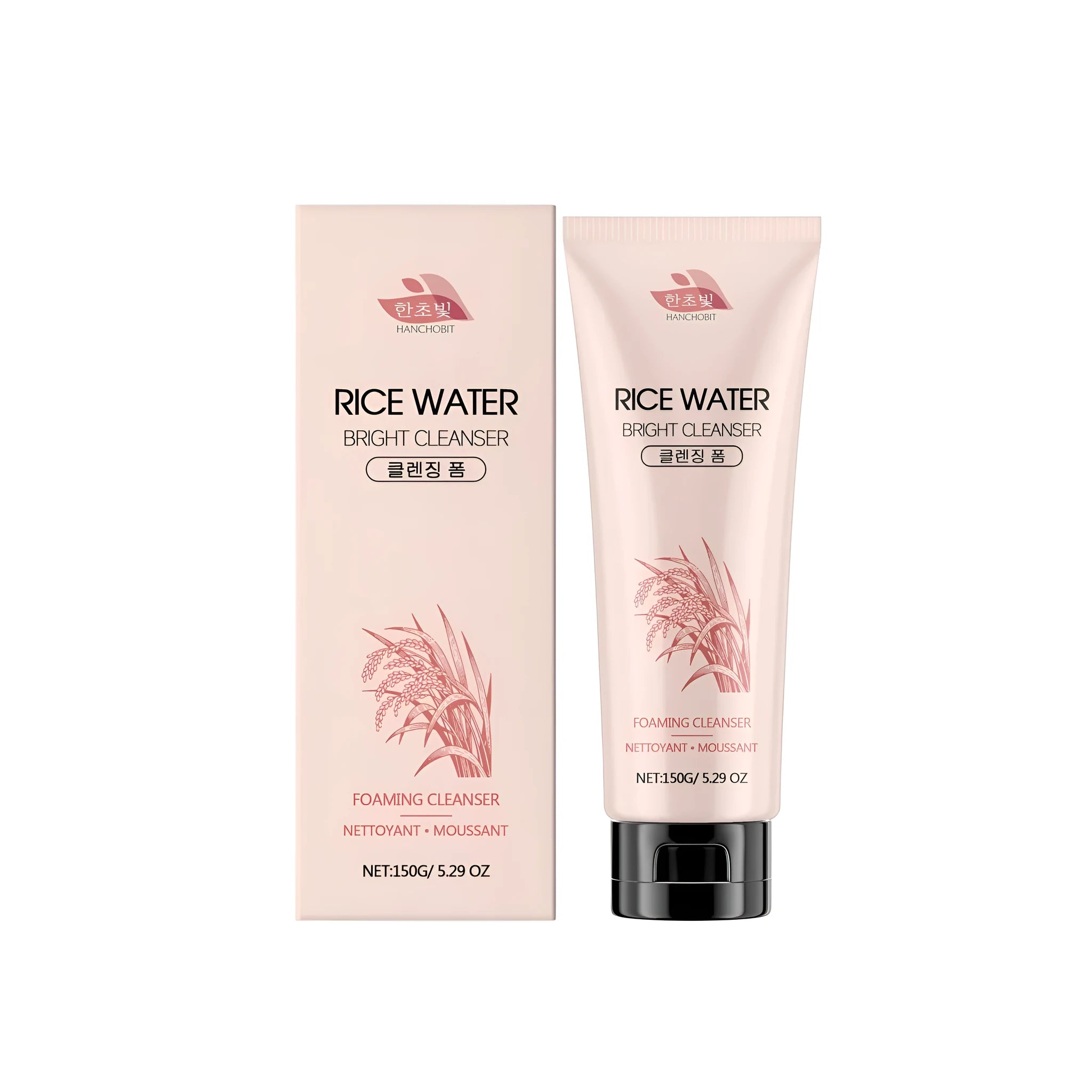 Rice Water Bright Cleanser 150g tube with hydrolyzed rice extract for brightening gentle face wash